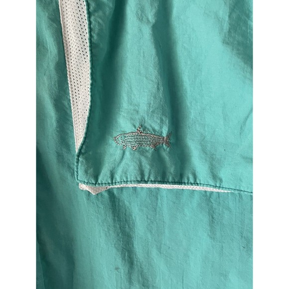 Vtg Tarponwear By Simms Short Sleeve Vented Nylon Fishing Shirt Teal Mens Med - Picture 2 of 8